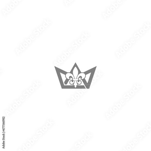 Crown fleur de lis icon. Lily flowers royal icon isolated on white background