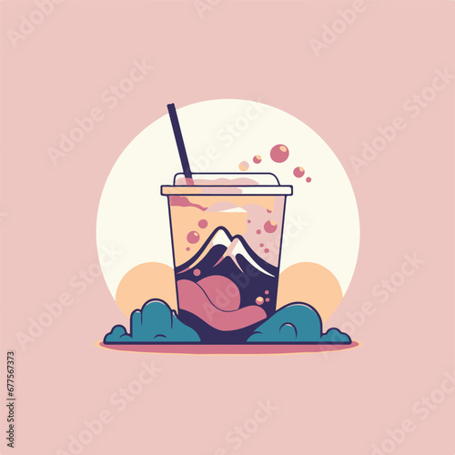 vector Illustration aesthetic logo for bubble tea shop