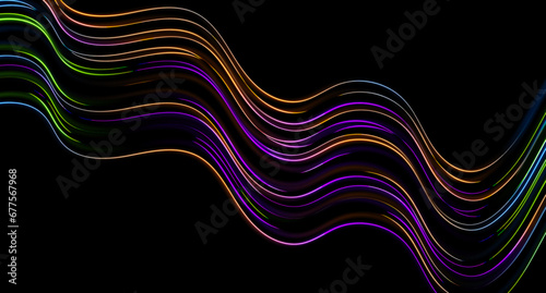 Colorful neon laser wavy lines abstract background. Technology vector design