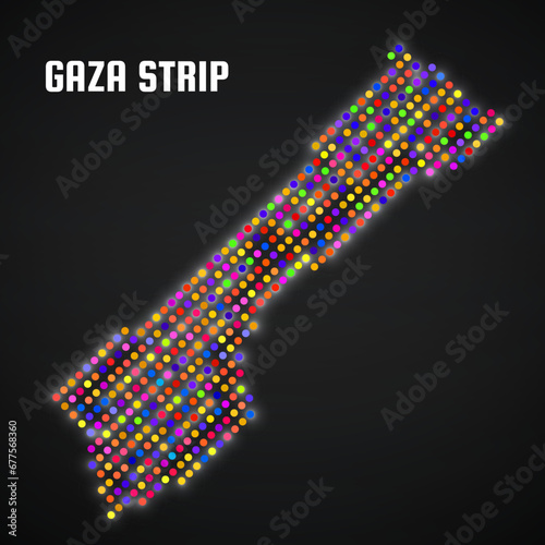 Pixel Gaza Strip map glowing style. Vector illustration