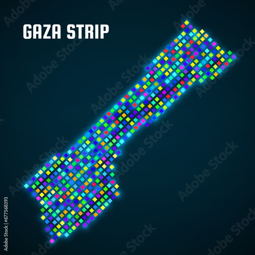 Dotted Gaza Strip map glowing style. Vector illustration