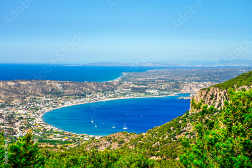 View of the landscape and the Mediterranean Sea from a mountain on the Greek island of Kos.  © Elly Miller