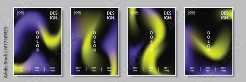 modern abstract wave gradation yellow and purple color cover template background set collection design vector