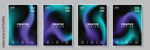 modern abstract wave gradation color cover template background set collection design vector