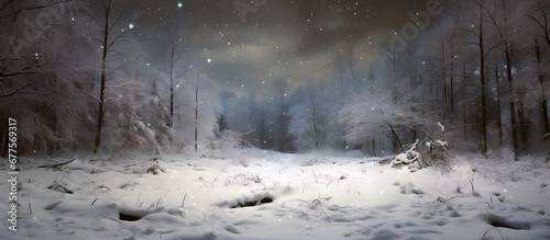 night landscape with snow. AI generated.