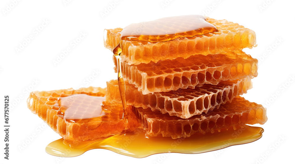 Stack of sweet dripping honeycombs, cut out Stack of sweet dripping honeycombs, cut out