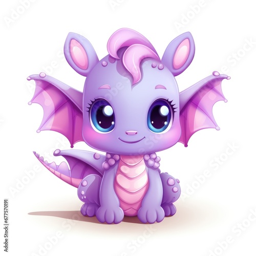 Cute cartoon 3d character dragon on white background