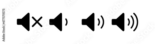 Sound icons. Linear, turn on, turn off sound icons, set of sound indicators. Vector icons