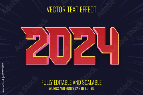  Editable 3d text effect 2024 graphic style 3d design