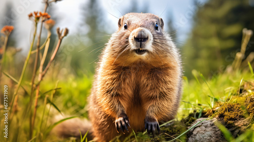 Wonderful photo of a cute groundhog against the back © UsamaR