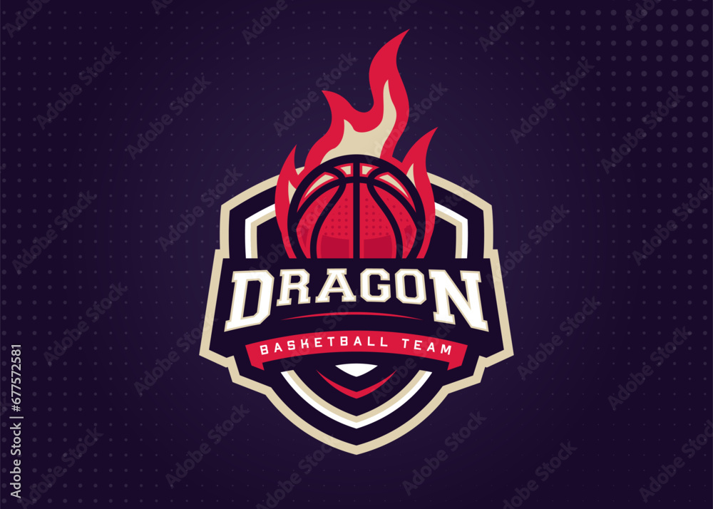 Dragon Basketball Sports Logo Template for Sports Team and Tournament