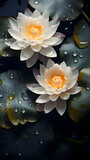 White Lotus flowers bloom dipped in water wallpaper