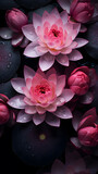 Pink Lotus flowers bloom dipped in water wallpaper
