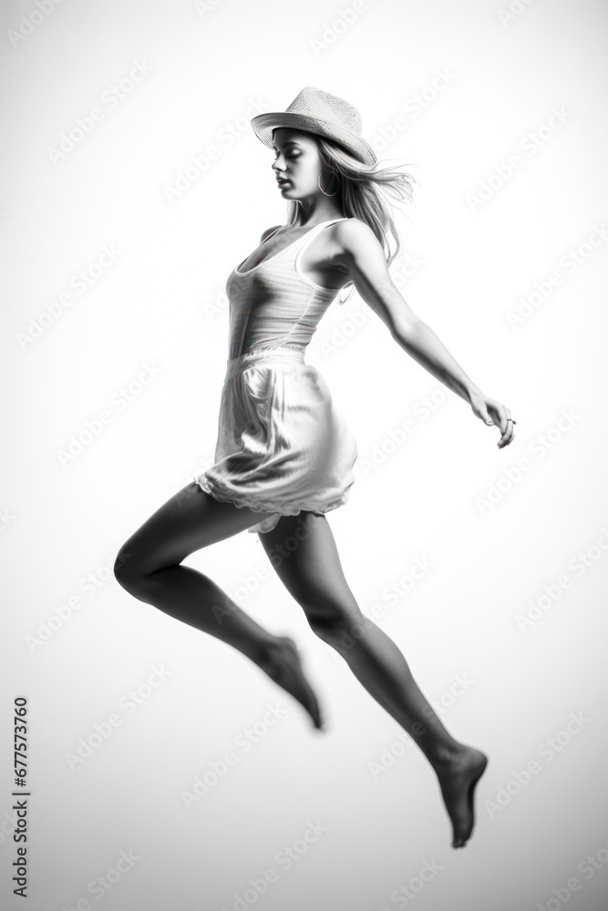 Fashion model posing in studio, black and white Fashion model posing in studio, black and white