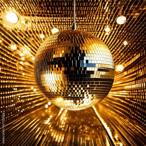 Shiny gold disco ball.