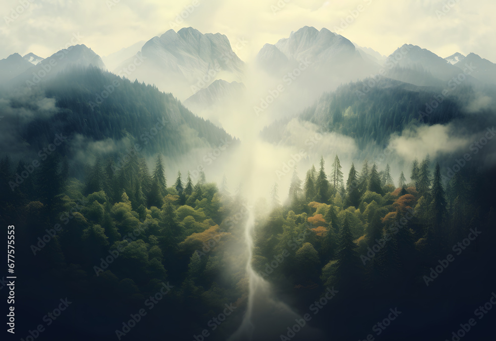 Lungs of the planet. Wild  Forest landscape - obrazy, fototapety, plakaty 