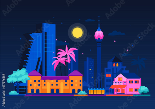 Buildings in Sri Lanka - modern colored vector illustration