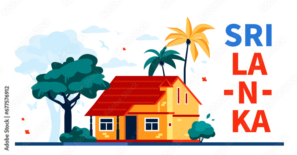 House for rent in Sri Lanka - modern colored vector illustration