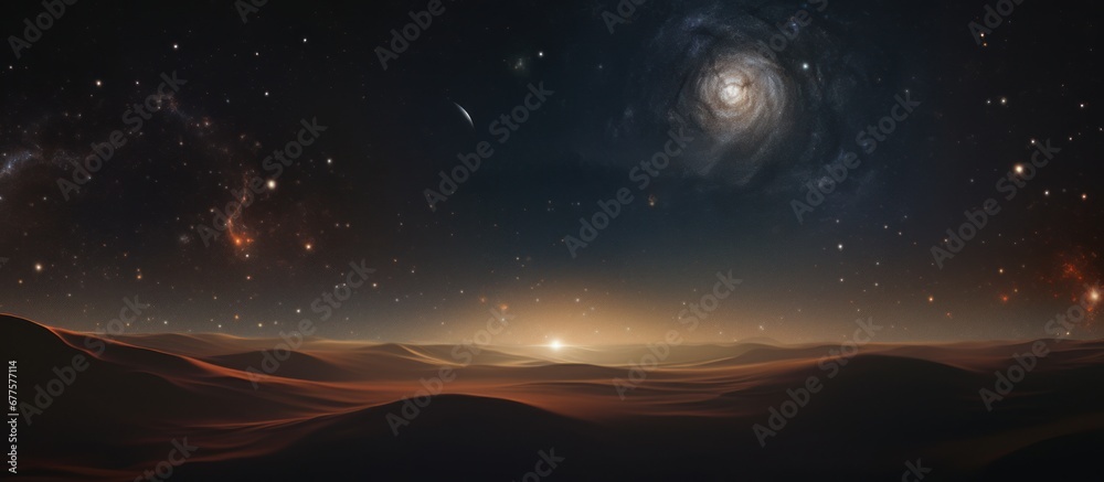 Fototapeta premium Modern fantasy background of new planet and galaxy