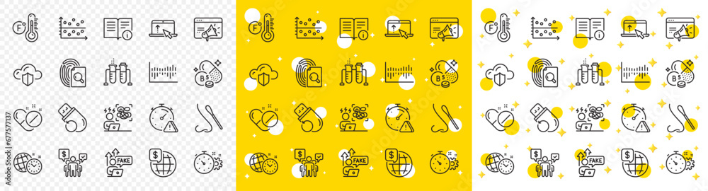Outline Seo marketing, Medical pills and Difficult stress line icons pack for web with Technical info, World money, Inspect line icon. Flash memory, Swipe up, Time management pictogram icon. Vector - obrazy, fototapety, plakaty 