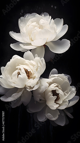 White peony  flowers bloom wallpaper