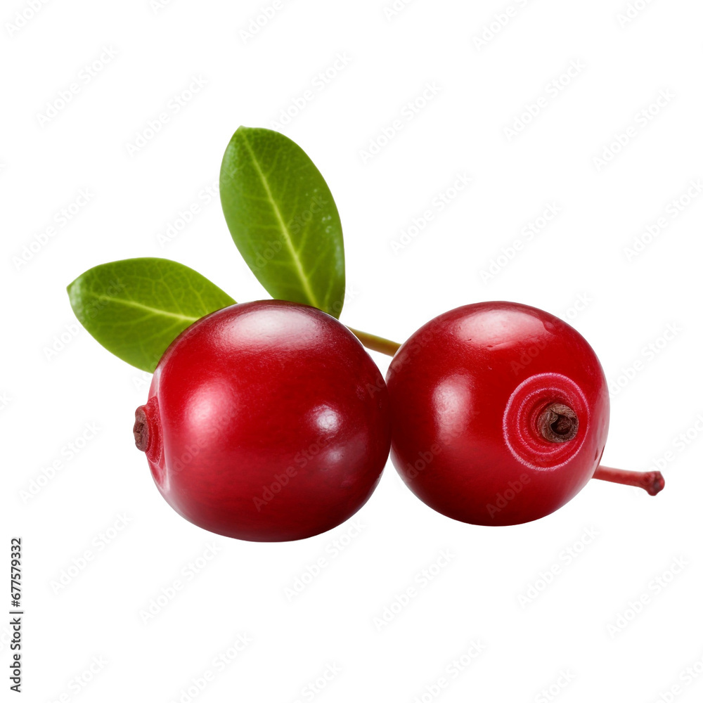 Cranberry fruits isolated on transparent background