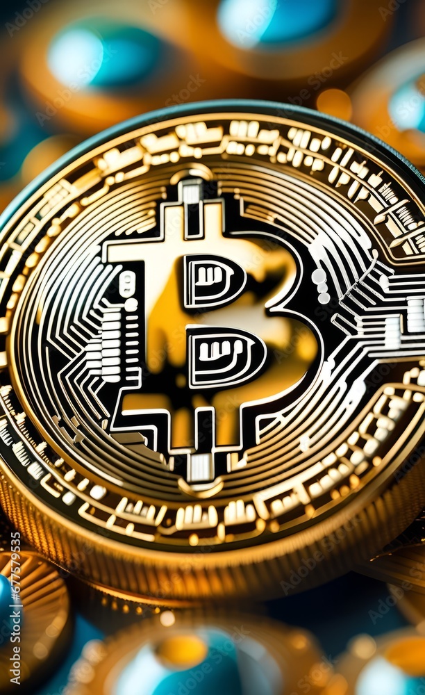 Bitcoin close-up. .AI