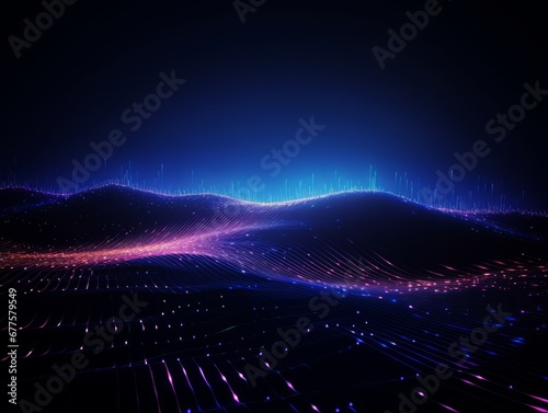 Abstract sci-fi blue and purple background, concept of digital future., AI © Vitalii But