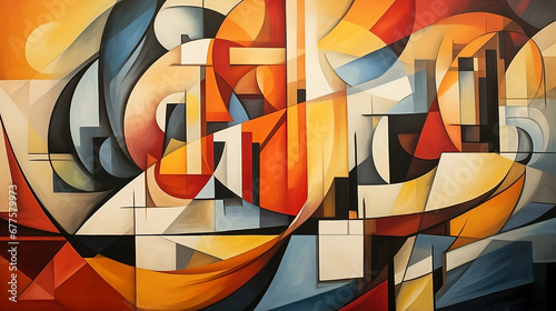  Background with colorful cubist style