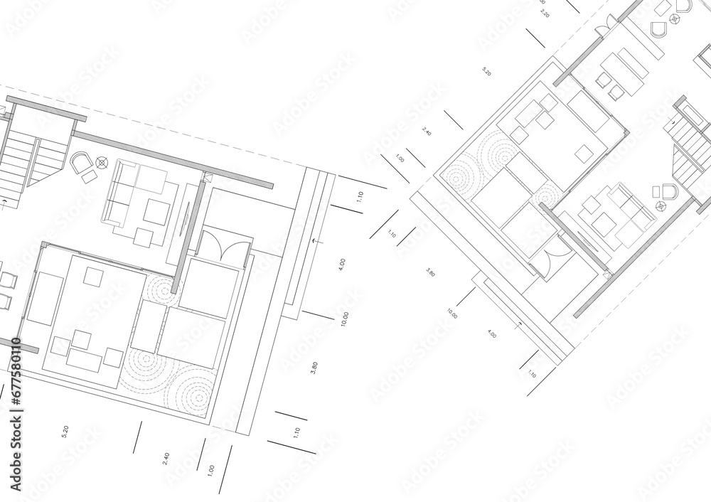 Floor plan designed building on the drawing. Floor plan designed building on the drawing.