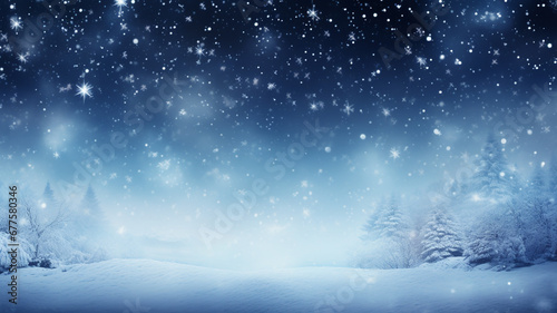Beautiful background image of light snowfall falling over of snowdrifts