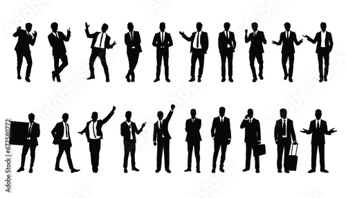 Set of businessman silhouette  isolated on white background 