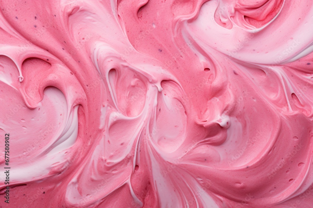 macro texture swirl of pink berries ice cream. macro texture swirl of pink berries ice cream.