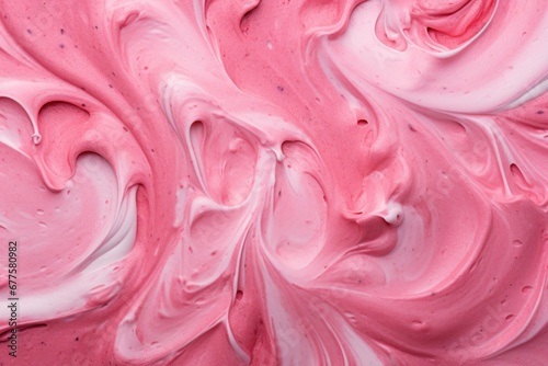 macro texture swirl of pink berries ice cream. photo