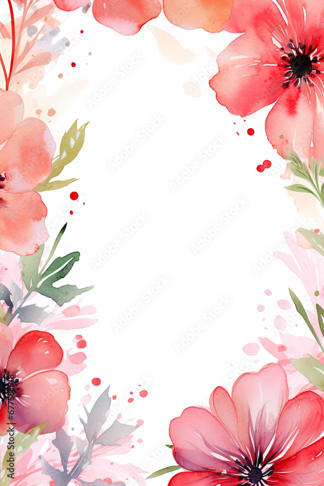 A frame with colorful flowers design for notebook background and writing