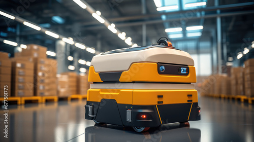 AGV (Automated guided vehicle) in warehouse logistic and transport.