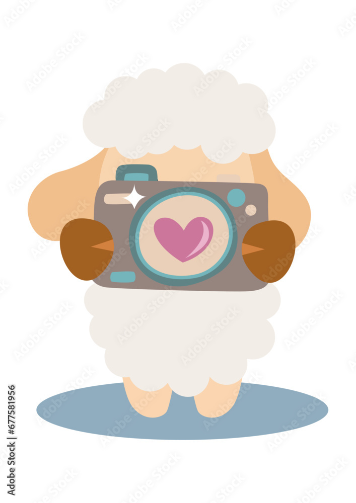 Cute sheep with a camera.cdr