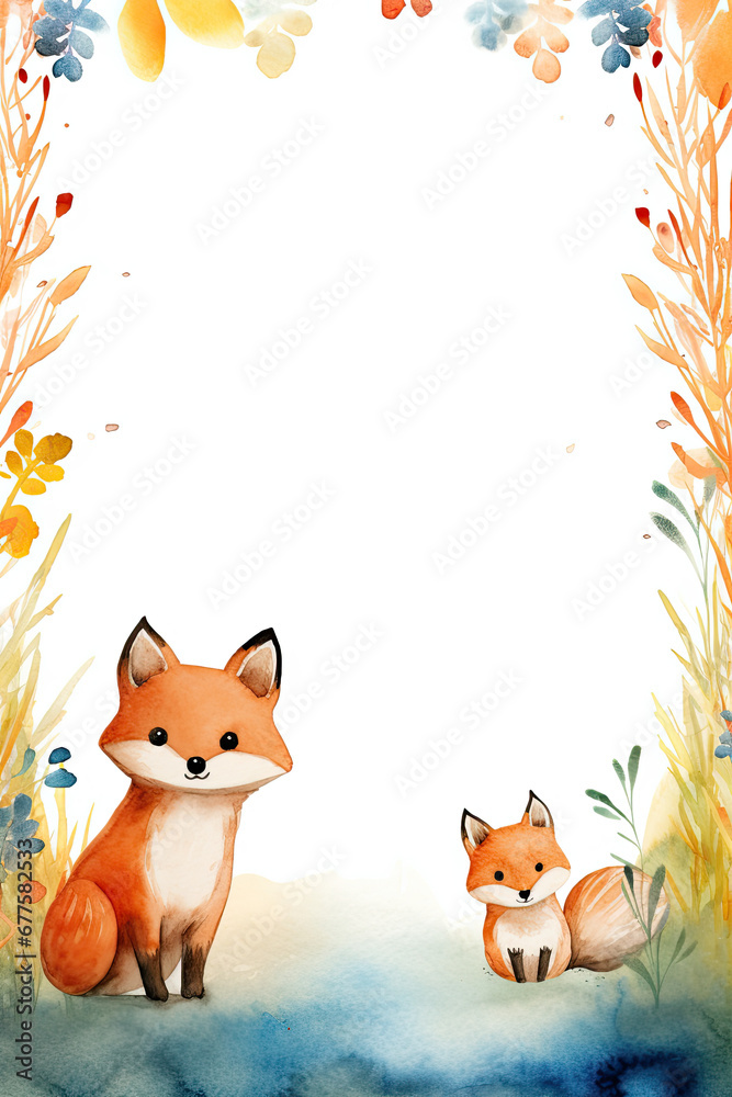 A frame with adorable animal design for notebook background and writing A frame with adorable animal design for notebook background and writing