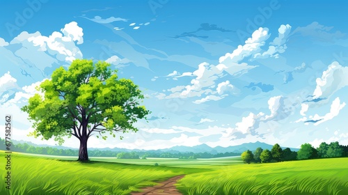 nature sky wooden tree countryside illustration scene outdoor  scenery forest  summer green nature sky wooden tree countryside