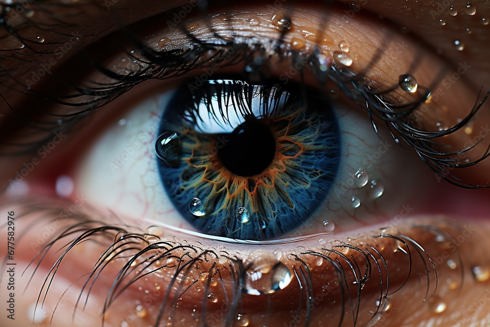 Close-up macro photography of a human eye.