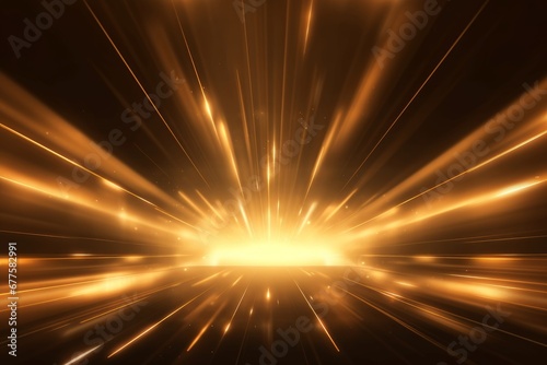 Abstract golden light rays scene, Generative AI