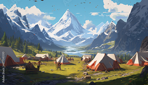 camp in the mountains generating by AI technology