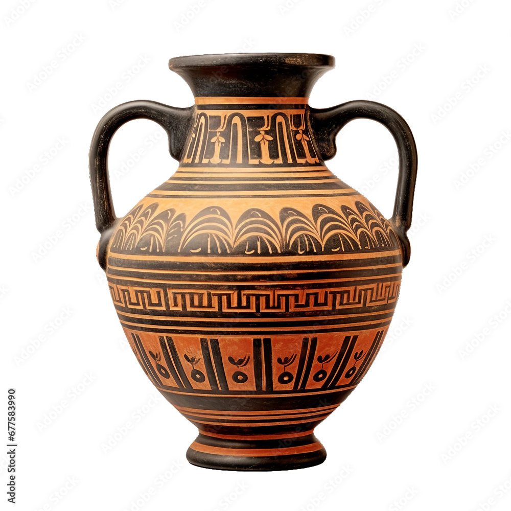 Ancient Greek Amphora, transparent background, isolated image, generative AI