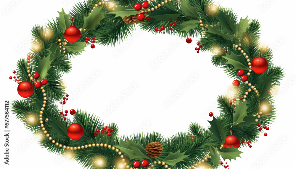 christmas wreath isolated on white generating by AI technology christmas wreath isolated on white generating by AI technology
