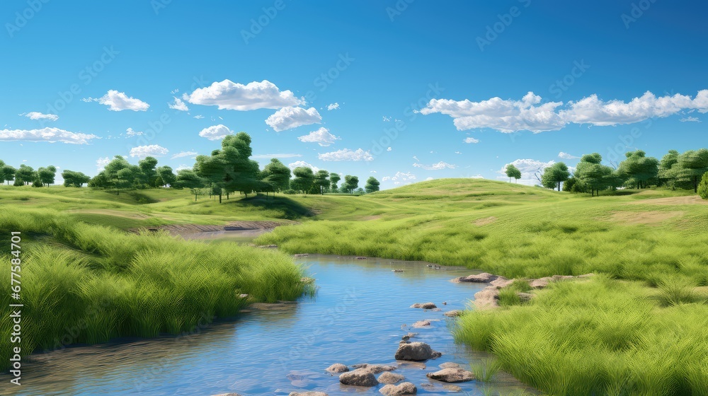 travel grass scene fresh riverside illustration nature tree, landscape leaf, forest sun travel grass scene fresh riverside