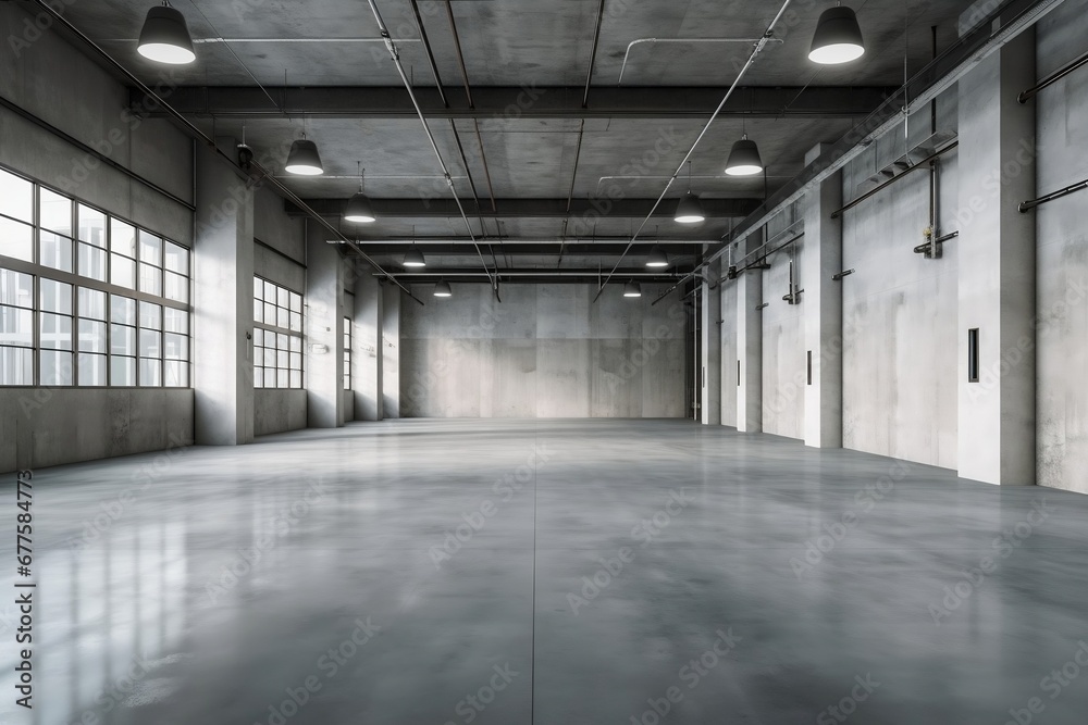 Empty industrial unoccupied space interior Empty industrial unoccupied space interior