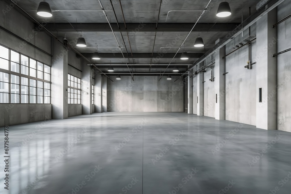 Empty industrial unoccupied space interior