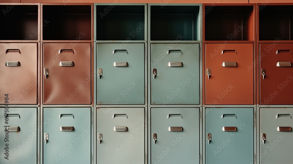 Generative AI, Row of high school lockers in the hallway, locker room
Generative AI, Row of high school lockers in the hallway, locker room
