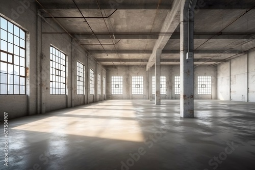 Empty industrial unoccupied space interior