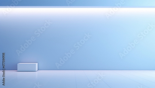 empty room with blue wall generating by AI technology
